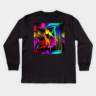 Neon colors, watercolor brush strokes Kids Long Sleeve T-Shirt